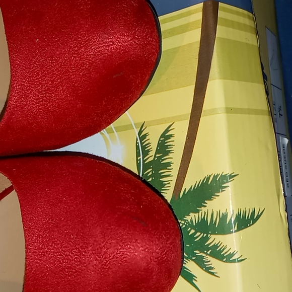 Suede Red Wedge Heels - Picture 4 of 6